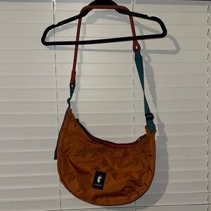 Rust Orange Crossbody Bag with Teal Strap